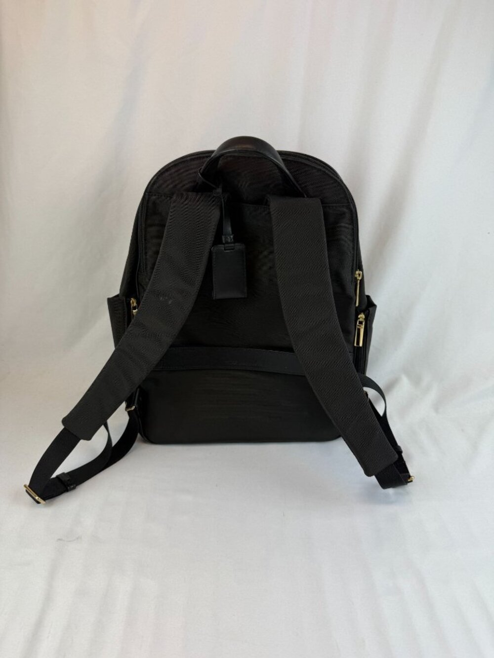 Tumi Larkin Portola Small Backpack Black Coated Canvas Leather Gold Hardware - Picture 10 of 14